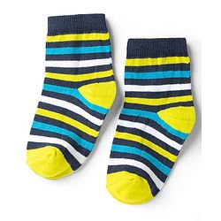 Cute Walk by Babyhug Non Terry Knit Anti-bacterial Ankle Length Striped Socks With Star Design Pack of 5 - Black, Yellow & Bllue