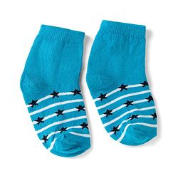 Cute Walk by Babyhug Non Terry Knit Anti-bacterial Ankle Length Striped Socks With Star Design Pack of 5 - Black, Yellow & Bllue