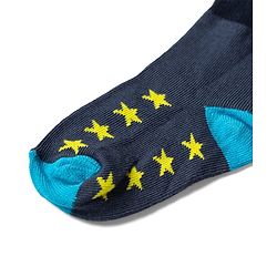 Cute Walk by Babyhug Non Terry Knit Anti-bacterial Ankle Length Striped Socks With Star Design Pack of 5 - Black, Yellow & Bllue