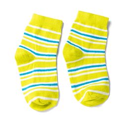 Cute Walk by Babyhug Non Terry Knit Anti-bacterial Ankle Length Striped Socks With Star Design Pack of 5 - Black, Yellow & Bllue