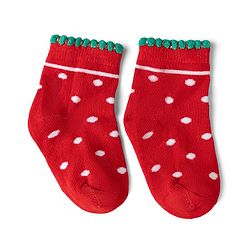 Cute Walk By Babyhug Knit Anti-Bacterial Ankle Length Socks With Polka Dots & Strawberry Print Pack of 5 - Pink