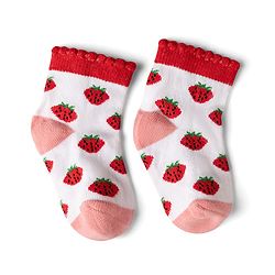 Cute Walk By Babyhug Knit Anti-Bacterial Ankle Length Socks With Polka Dots & Strawberry Print Pack of 5 - Pink