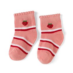 Cute Walk By Babyhug Knit Anti-Bacterial Ankle Length Socks With Polka Dots & Strawberry Print Pack of 5 - Pink