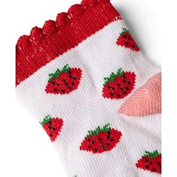 Cute Walk By Babyhug Knit Anti-Bacterial Ankle Length Socks With Polka Dots & Strawberry Print Pack of 5 - Pink