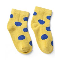 Cutewalk By Babyhug Knit Ankle Length Antibacterial Socks With Polka Dot Design Pack of 5 - Red Yellow Blue Black Sky Blue