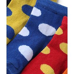 Cutewalk By Babyhug Knit Ankle Length Antibacterial Socks With Polka Dot Design Pack of 5 - Red Yellow Blue Black Sky Blue