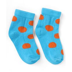 Cutewalk By Babyhug Knit Ankle Length Antibacterial Socks With Polka Dot Design Pack of 5 - Red Yellow Blue Black Sky Blue