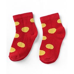 Cutewalk By Babyhug Knit Ankle Length Antibacterial Socks With Polka Dot Design Pack of 5 - Red Yellow Blue Black Sky Blue
