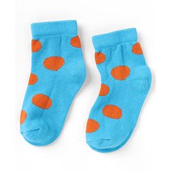 Cutewalk By Babyhug Knit Ankle Length Antibacterial Socks With Polka Dot Design Pack of 5 - Red Yellow Blue Black Sky Blue