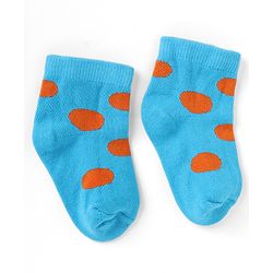 Cutewalk By Babyhug Knit Ankle Length Antibacterial Socks With Polka Dot Design Pack of 5 - Red Yellow Blue Black Sky Blue