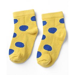 Cutewalk By Babyhug Knit Ankle Length Antibacterial Socks With Polka Dot Design Pack of 5 - Red Yellow Blue Black Sky Blue