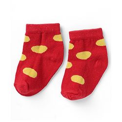 Cutewalk By Babyhug Knit Ankle Length Antibacterial Socks With Polka Dot Design Pack of 5 - Red Yellow Blue Black Sky Blue