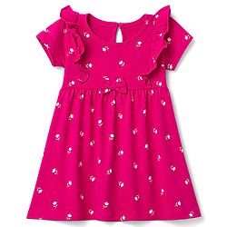 Babyhug Single Jersey Knit Frock and Bloomer with Half Sleeves and Floral Print - Pink