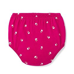 Babyhug Single Jersey Knit Frock and Bloomer with Half Sleeves and Floral Print - Pink