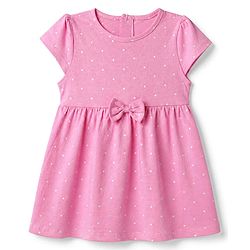 Babyhug Single Jersey Knit Half Sleeves Frock With Floral & Polka Dot Print Pack of 2 - Pink Green
