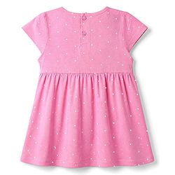 Babyhug Single Jersey Knit Half Sleeves Frock With Floral & Polka Dot Print Pack of 2 - Pink Green
