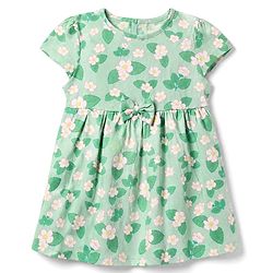 Babyhug Single Jersey Knit Half Sleeves Frock With Floral & Polka Dot Print Pack of 2 - Pink Green