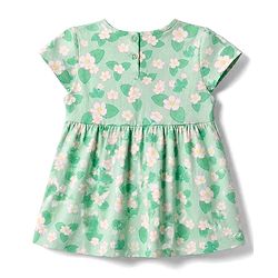 Babyhug Single Jersey Knit Half Sleeves Frock With Floral & Polka Dot Print Pack of 2 - Pink Green