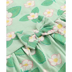 Babyhug Single Jersey Knit Half Sleeves Frock With Floral & Polka Dot Print Pack of 2 - Pink Green