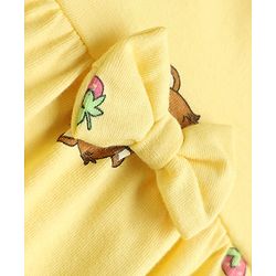 Babyhug Single Jersey Knit Frock and Bloomer with Full Sleeves and Bear Print - Yellow