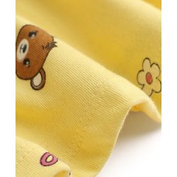 Babyhug Single Jersey Knit Frock and Bloomer with Full Sleeves and Bear Print - Yellow