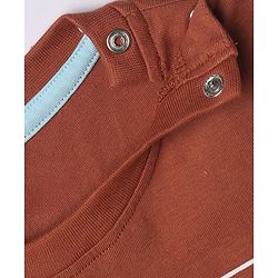 Babyhug 100% Cotton Knit T-Shirt with Full Sleeves and Tiger Print - Rust Orange