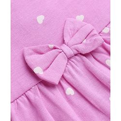 Babyhug Single Jersey Knit Half Sleeves Frocks with Floral & Hearts Print & Bow Applique Pack of 2 - Yellow & Pink