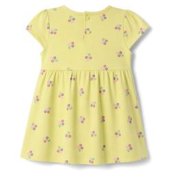 Babyhug Single Jersey Knit Half Sleeves Frocks with Floral & Hearts Print & Bow Applique Pack of 2 - Yellow & Pink