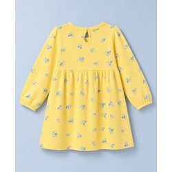 Babyhug Cotton Interlock Knit Frock and Bloomer with Full Sleeves and Floral Print - Yellow