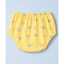 Babyhug Cotton Interlock Knit Frock and Bloomer with Full Sleeves and Floral Print - Yellow