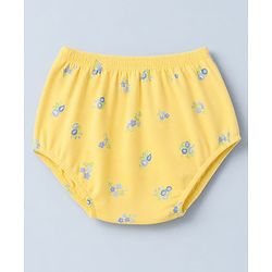 Babyhug Cotton Interlock Knit Frock and Bloomer with Full Sleeves and Floral Print - Yellow