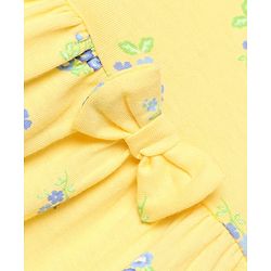 Babyhug Cotton Interlock Knit Frock and Bloomer with Full Sleeves and Floral Print - Yellow