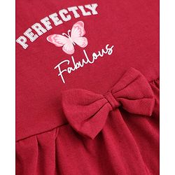 Babyhug Single Jersey Knit Frocks with Half Sleeves and Butterfly Print in Red & White Pack of 2
