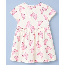 Babyhug Single Jersey Knit Frocks with Half Sleeves and Butterfly Print in Red & White Pack of 2