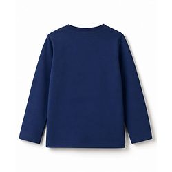 Babyhug 100% Cotton Knit Full Sleeves T-Shirts & Pyjama Night Suit With Heart & Text Print - Navy Blue