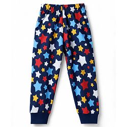 Babyhug 100% Cotton Knit Full Sleeves T-Shirts & Pyjama Night Suit With Heart & Text Print - Navy Blue