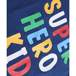 Babyhug 100% Cotton Knit Full Sleeves T-Shirts & Pyjama Night Suit With Heart & Text Print - Navy Blue
