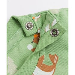 Babyhug 100% Cotton Knit Full Sleeves Co-Ords T-Shirt & Pyjama Nightsuit with Animal Print - Green