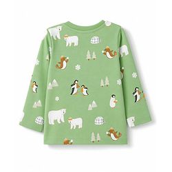 Babyhug 100% Cotton Knit Full Sleeves Co-Ords T-Shirt & Pyjama Nightsuit with Animal Print - Green