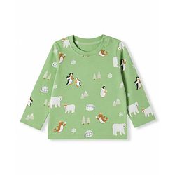 Babyhug 100% Cotton Knit Full Sleeves Co-Ords T-Shirt & Pyjama Nightsuit with Animal Print - Green