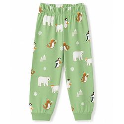 Babyhug 100% Cotton Knit Full Sleeves Co-Ords T-Shirt & Pyjama Nightsuit with Animal Print - Green