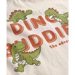 Babyhug 100% Cotton Knit Full Sleeves Striped T-Shirts with Roarsome Dinosaur & Ding Buddies Text Print Pack of 3 - Light Green Off White Yellow