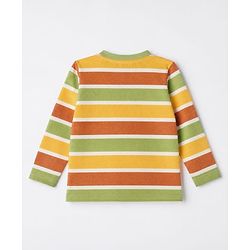 Babyhug 100% Cotton Knit Full Sleeves Striped T-Shirts with Roarsome Dinosaur & Ding Buddies Text Print Pack of 3 - Light Green Off White Yellow