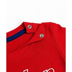 Babyhug 100% Cotton Knit Full Sleeves Striped T-Shirts with Boston Print Pack of 3 - Red Navy Blue