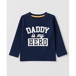 Babyhug 100% Cotton Knit Full Sleeves Tshirts With Daddy Is My Hero Print Pack Of 3 - Navy Blue Mustard & Orange
