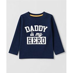 Babyhug 100% Cotton Knit Full Sleeves Tshirts With Daddy Is My Hero Print Pack Of 3 - Navy Blue Mustard & Orange
