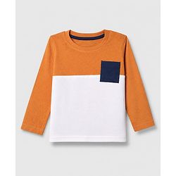 Babyhug 100% Cotton Knit Full Sleeves Tshirts With Daddy Is My Hero Print Pack Of 3 - Navy Blue Mustard & Orange