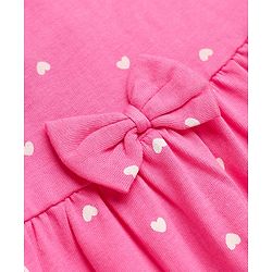 Babyhug Single Jersey Knit Half Sleeves Frock with Heart & Cherry Print - Pink Purple