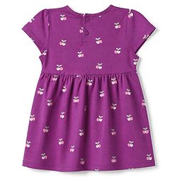 Babyhug Single Jersey Knit Half Sleeves Frock with Heart & Cherry Print - Pink Purple