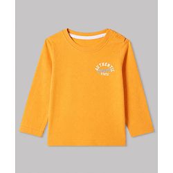 Babyhug 100% Cotton Knit Full Sleeves Striped T-Shirts with California 86 Championship Text Print Pack of 3 - Light Blue, Mustard, Blue